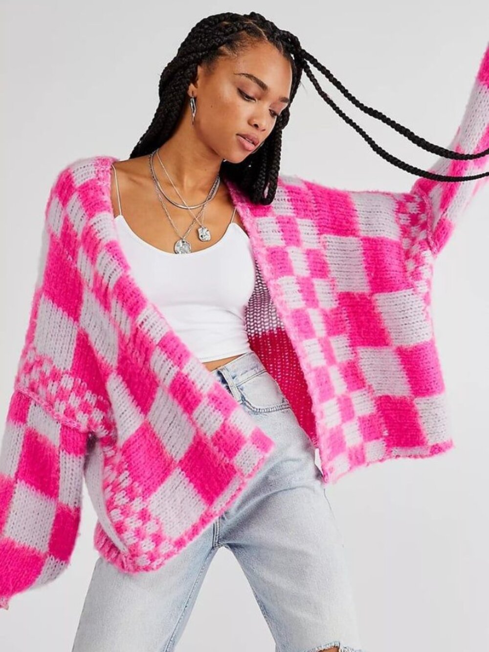 NWOT Free People Women's Aldrin Oversized Cardigan Sweater Cardi Pink Size XS/S